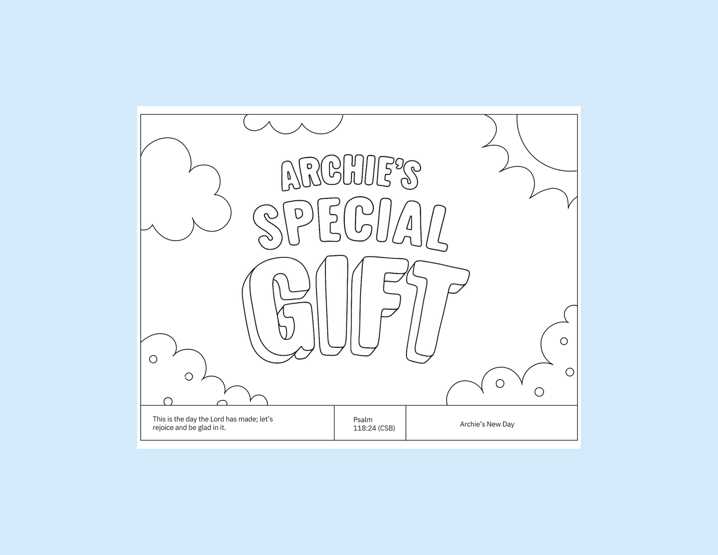 Archie’s Coloring Pack | Printable Biblical Coloring Pages for Kids